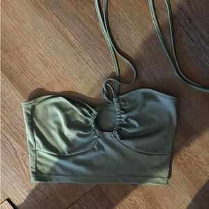 Green Strapless Crop Top